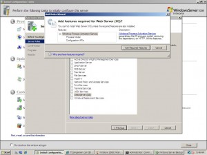 windows 2008 Enterprise add roles and required components are requested